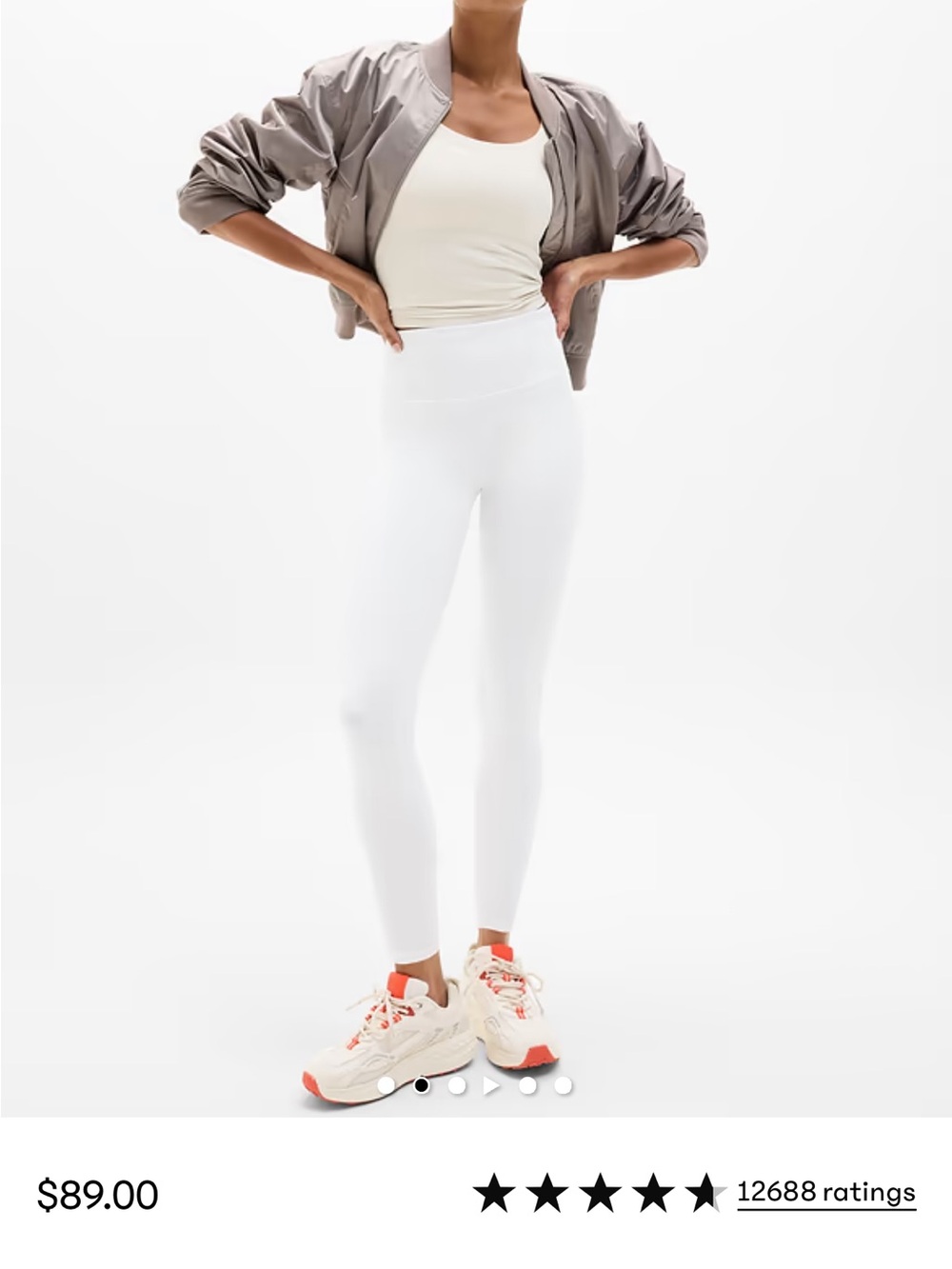 Athleta Elation White High-Rise 7/8 Performance Leggings